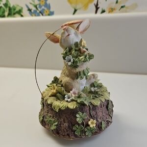 The San Francisco MusicBox Whimsical Rabbit Figurine w Green and Brown Accents